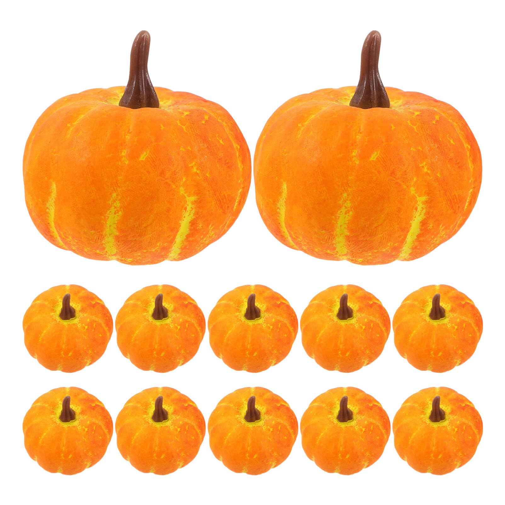 Garneck 12 Pcs Mini Artificial Pumpkins Fake Foam Pumpkins Simulation Pumpkin Model for Fall Harvest Halloween Thanksgiving Decoration Orange