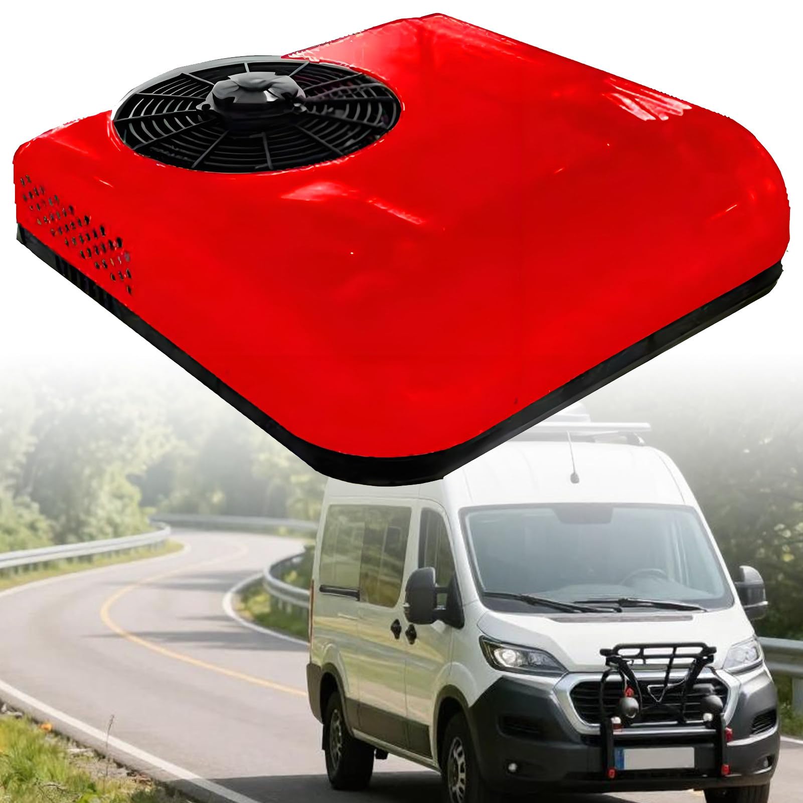 SHENGSHIYU RV Roof Dc Truck Camper Van Air Conditioner 24V-Red