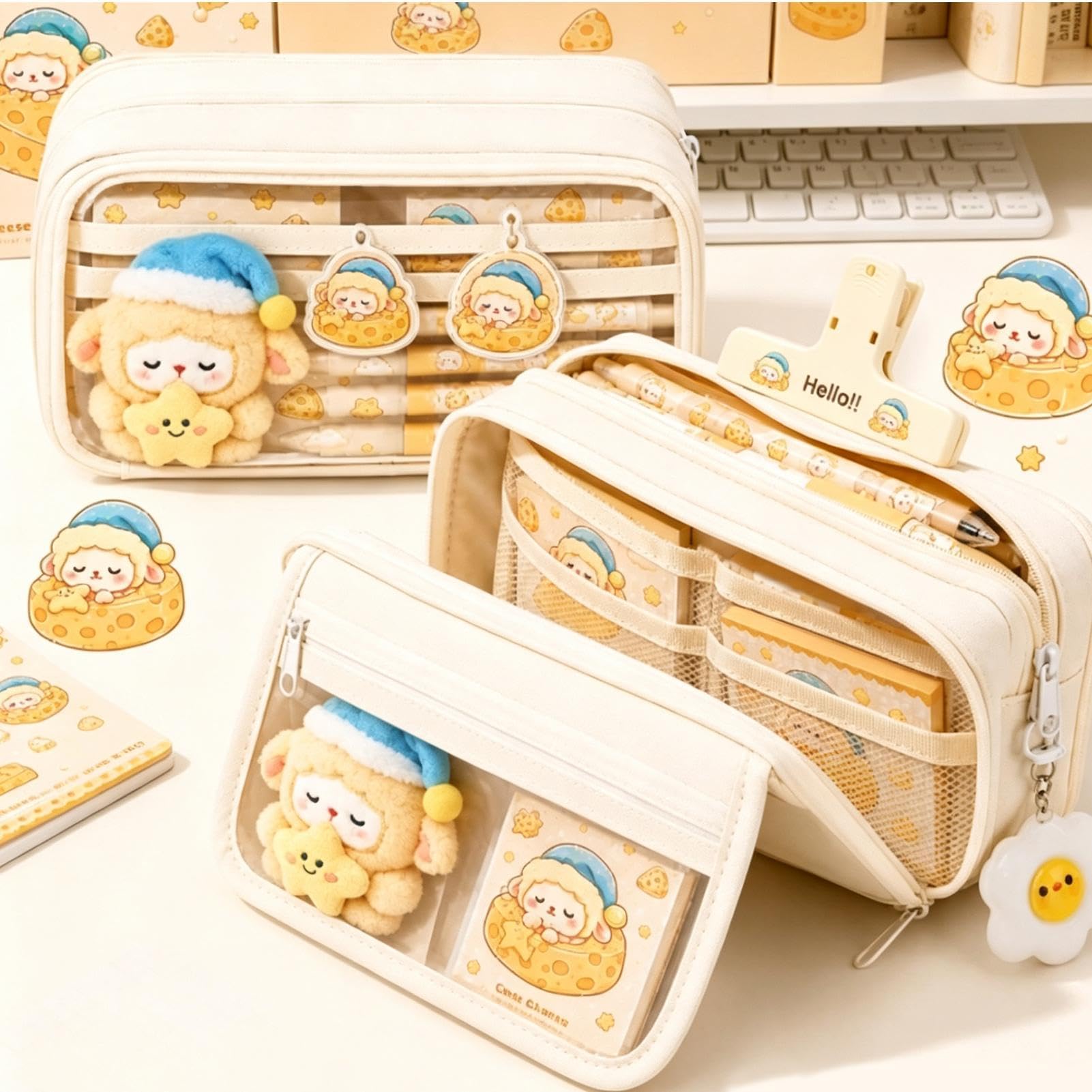 Jolies fournitures scolaires pour filles Ensemble porte-stylo et règle à