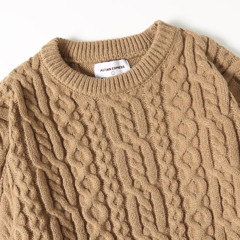 [Yizibuur] 冬ニット【麻花編み】 男女兼用レトロデザイン 高密度保温 体型カバー オールシーズン対応 洗濯機OK 日本サイ