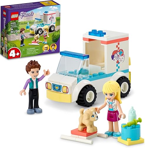 LEGO Friends Pet Clinic Ambulance 41694 - Kit de construcción de ambulancia regalo de cumpleaños para niños viene con kit de veterinario infantil