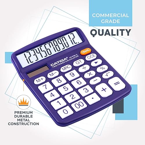 Vista 53 de CATIGA CD-2786 - Calculadora de escritorio de 12 dígitos con pantalla LCD grande y botón sensible, funciona con energía solar o batería, función