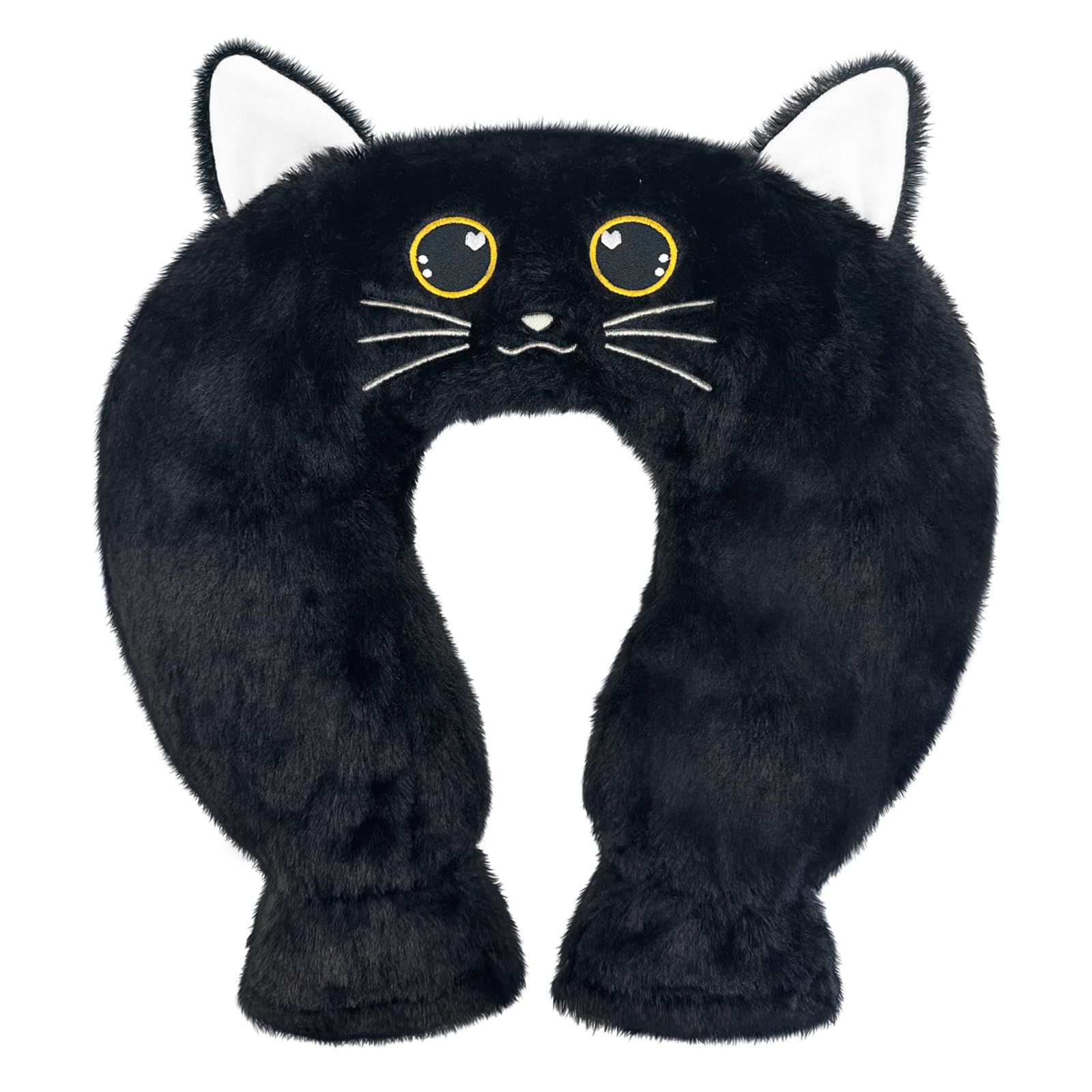 Bouillotte Eau Chaude Avec Housse Douce 1 L, Bouillotte Cervicale Et Epaule, Coussin Chauffant Cervicales Neck Relax, pour Femme, Homme, MèRe, PèRe Enfant (Chat Noir)