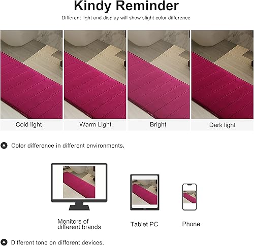 Miniatura 8 de uxcell Tapete de baño de espuma viscoelástica, tapete de cocina absorbente, suave y cómodo para suelos de cocina y baño, 16 x 47 pulgadas, color