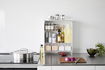 Amazon|【 完成品 】 前が開く 隠せる 調味料ラック ホワイト 約W38 Amazon|【 完成品 】 前が開く 隠せる 調味料ラック ホワイト 約W38