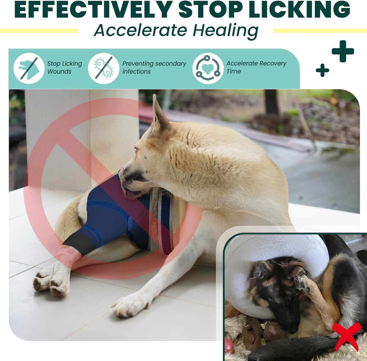 Dog Rear Leg Sleeve to Stop Licking, Hind Leg Protector for TPLO Recovery, ACL Surgery, Wounds or Skin Issues, Soft Breathable Cover for Large Medium Small Dogs (M-Left)