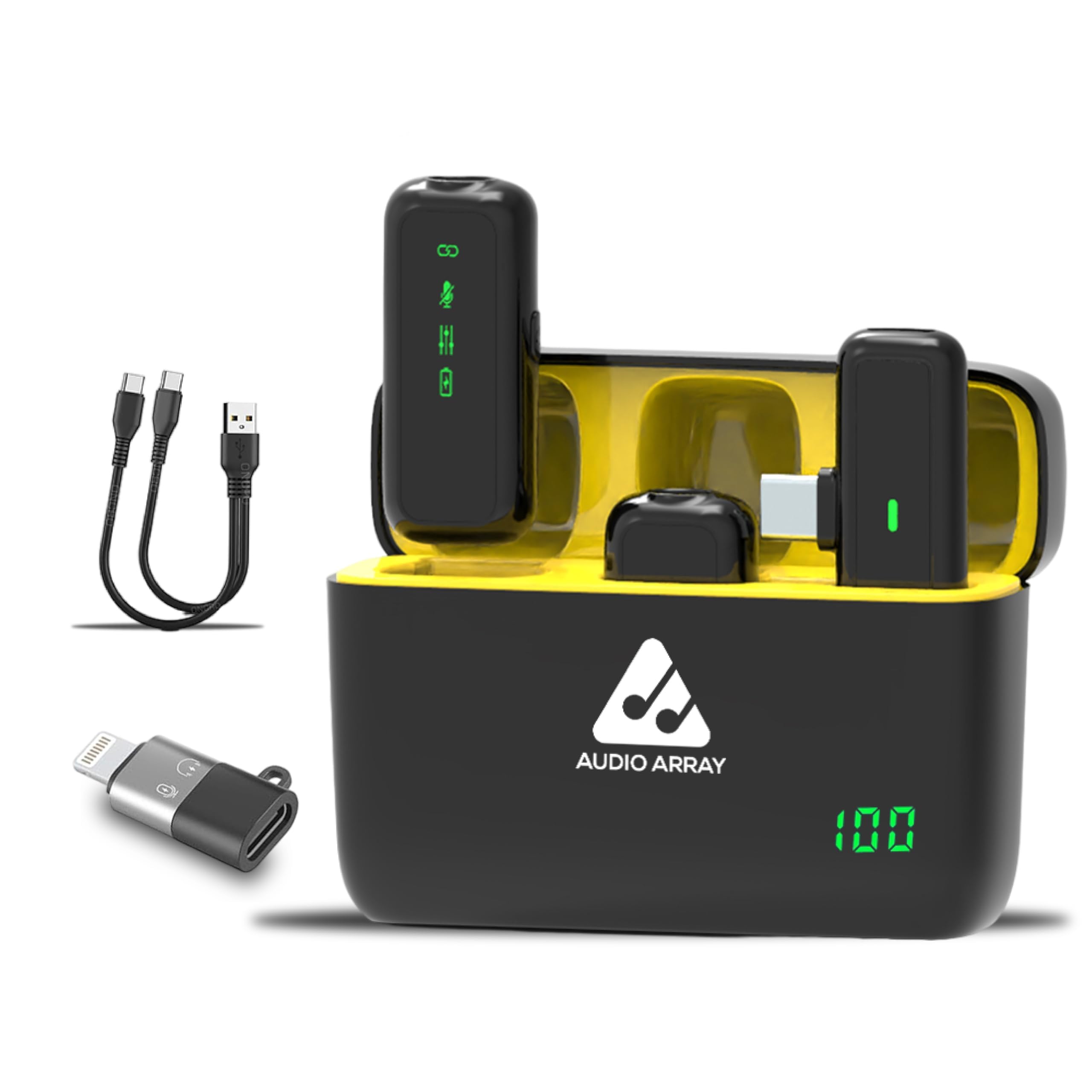 Audio Array AM-W17 Dual Wireless Lapel Mic|in-Built ANC, Plug N Play,Long Battery Life, Ultra-Low Latency,Upto 30M Range|Compatible with iPhone & Android|Vlogging, Streaming, Teaching,YouTube, Black-image-23