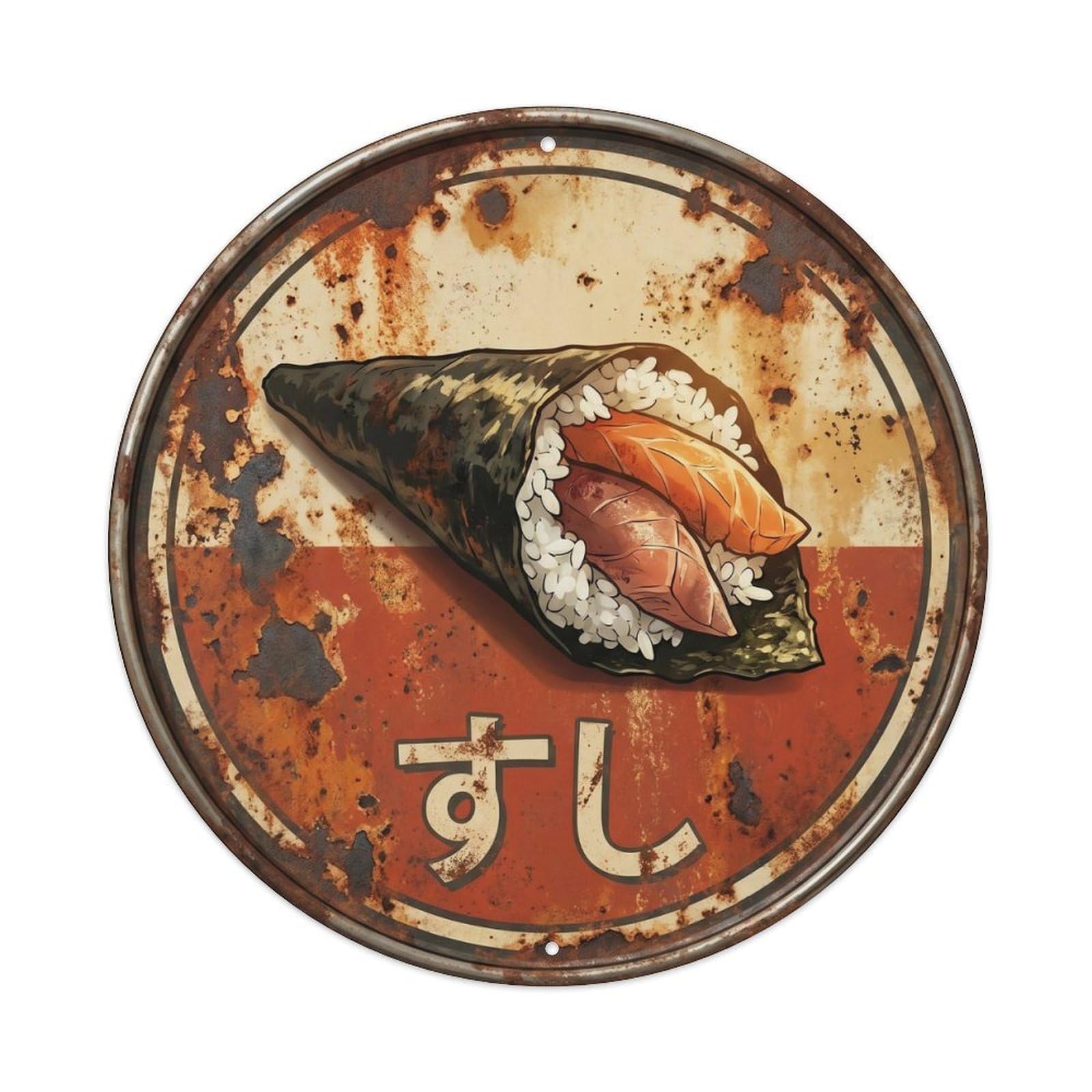 Cxhjca 8X8inch(20X20cm) Japanese Sushi Bar Retro Kitchen Cuisine Restaurant Metal Tin Sign