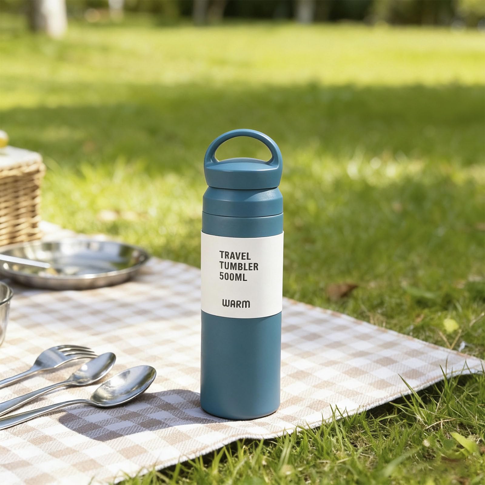 17oz Double Wall Insulated Sports Bottle - Keeps Hot/Cold for 24 Hrs, Sweat-Proof, Durable, Perfect for Gym & Outdoor Activities - Blue