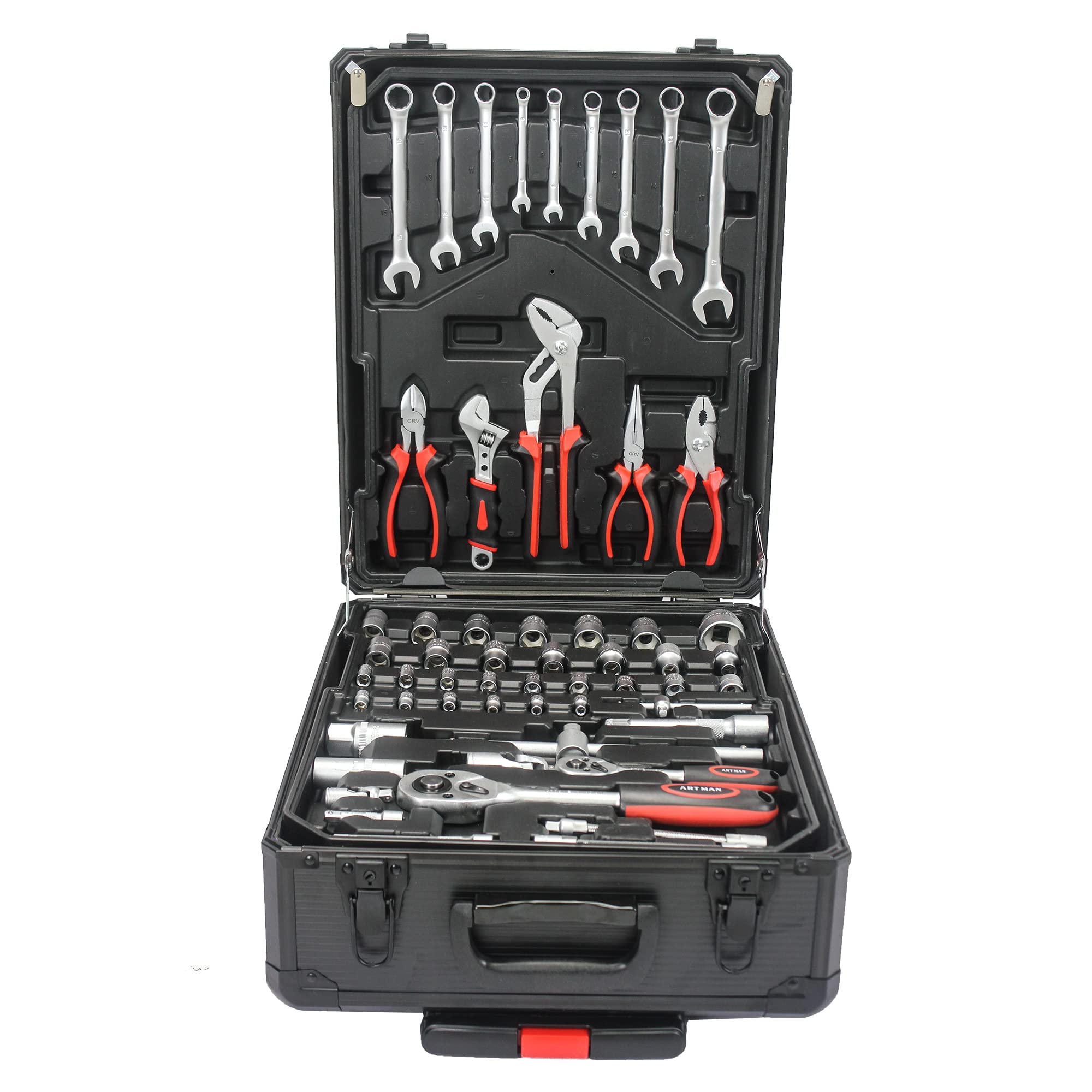 Maletín de Herramientas 899 Piezas, Carro con Ruedas, Negro, Set de Bricolaje