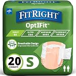 FitRight Extra Cloth-Like Adult Incontinence Briefs; Size Medium; 32" to 44" Waist. (Pack of 20); Disposable; 20 count; 32in; 44in