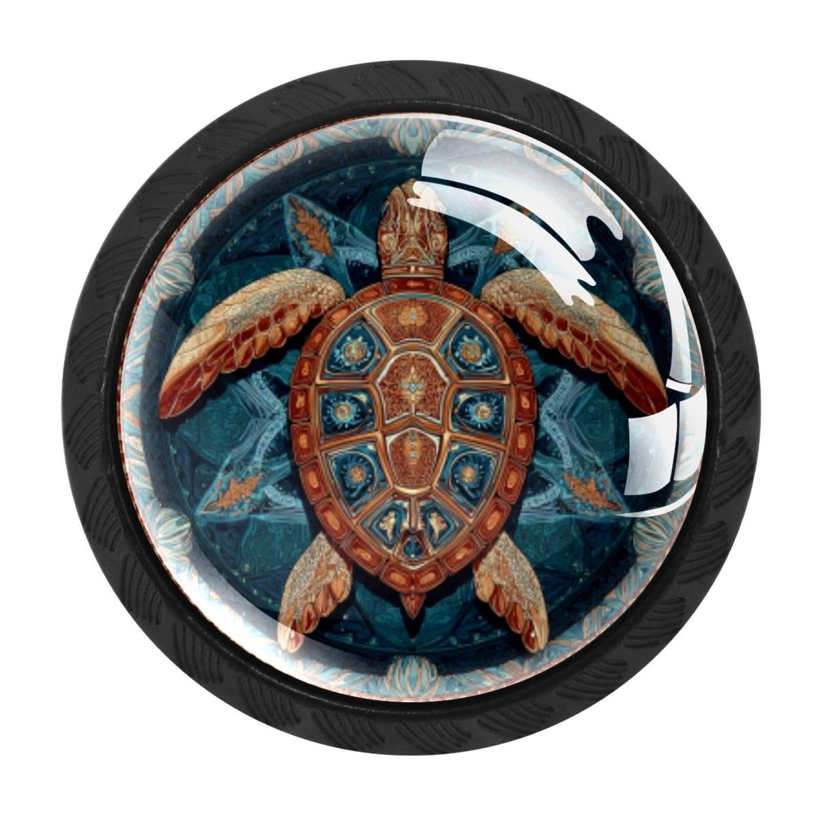 CHENZZZZ Sea Turtle Mandala (1) Colorful Drawer Pulls 4 Pcs Handle Glass Door Cabinet Knobs Home Office Kitchen Wardrobe Cupboard Hardware for Dresser Drawers