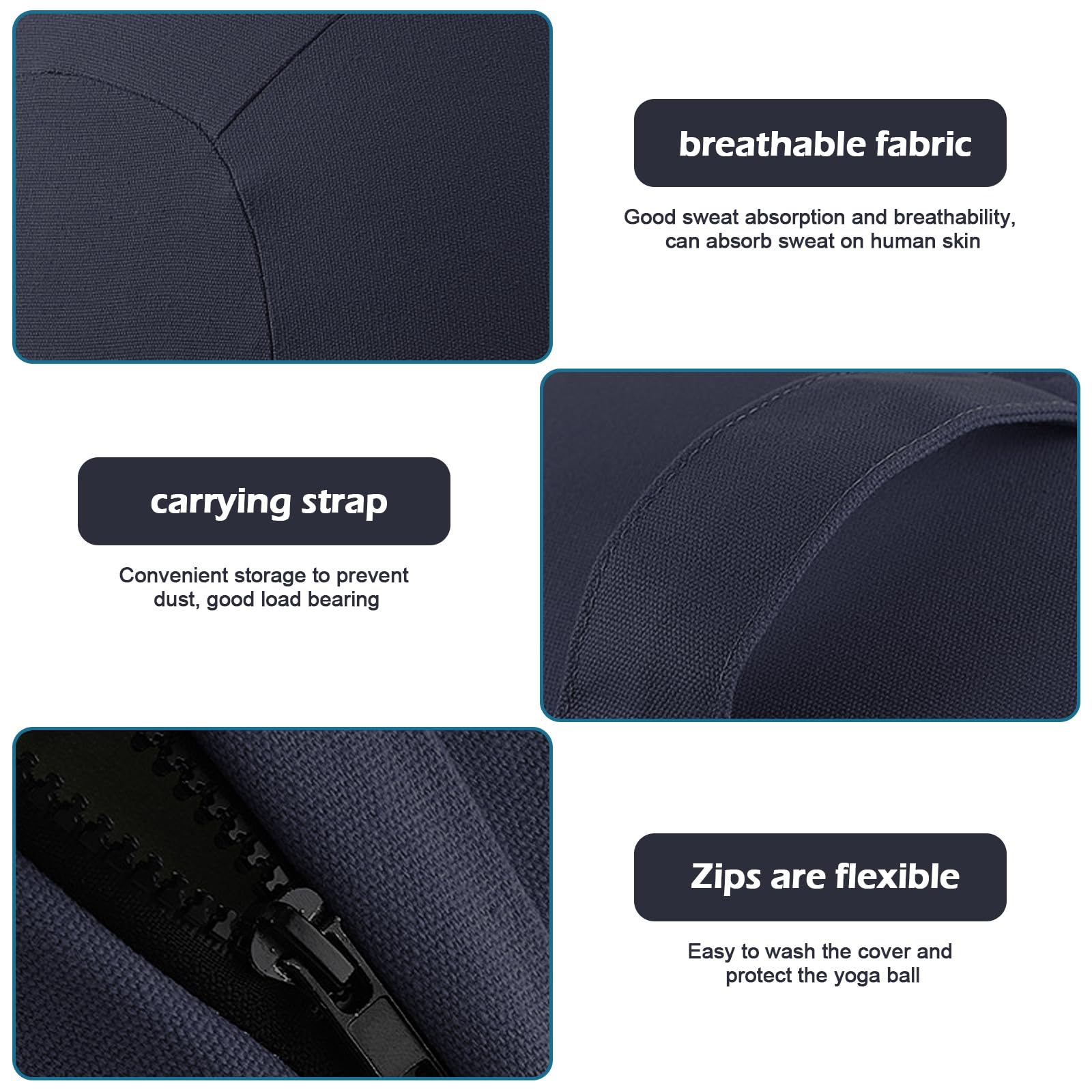 Stoff-Sitzball 65cm, Yoga-Ball-Schutzhülle, Ergonomische Sitzmöbel für Büro und Heimbüro, Solid Farbe Baumwolle Yoga-Ball-Abdeckung Bequem und Atmungsaktiv, Ballauflage - Waschbarer