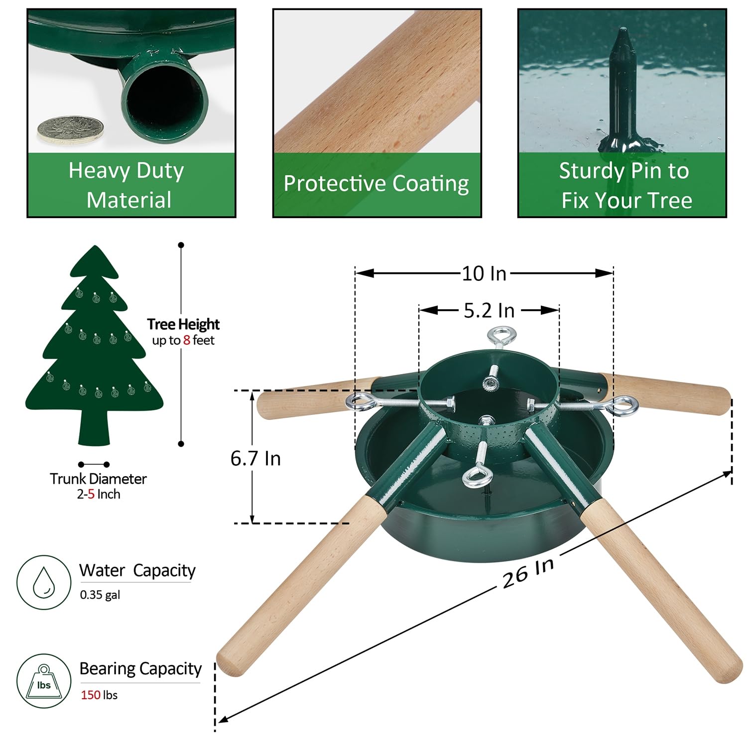 Blissun Soporte para árbol de Navidad, soporte para árbol de Navidad, soporte para árbol de Navidad, soporte para árboles reales, verde