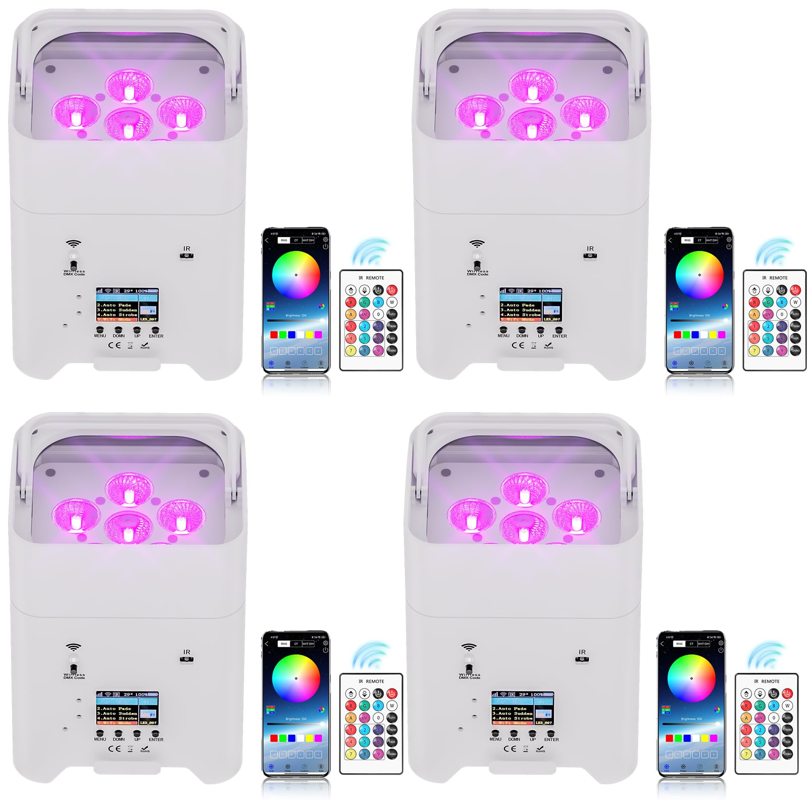 U`King 108W Akku RGBWA UV 6 LED Par Wash DMX Disco Bühnenlicht APP
