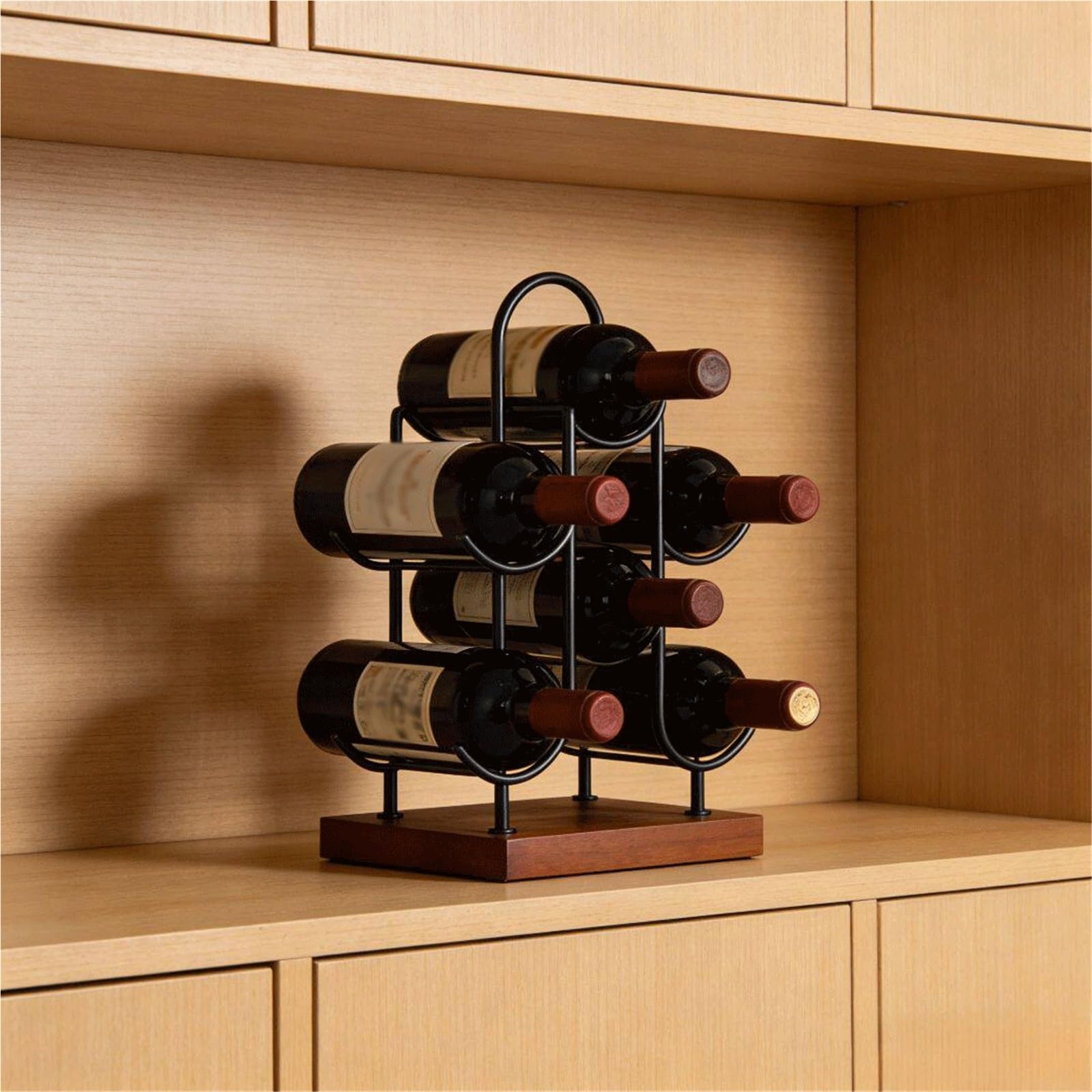Porte-Bouteilles Casier à vin en Fer forgé et Bois, Bouteille de Domestique Cuisine