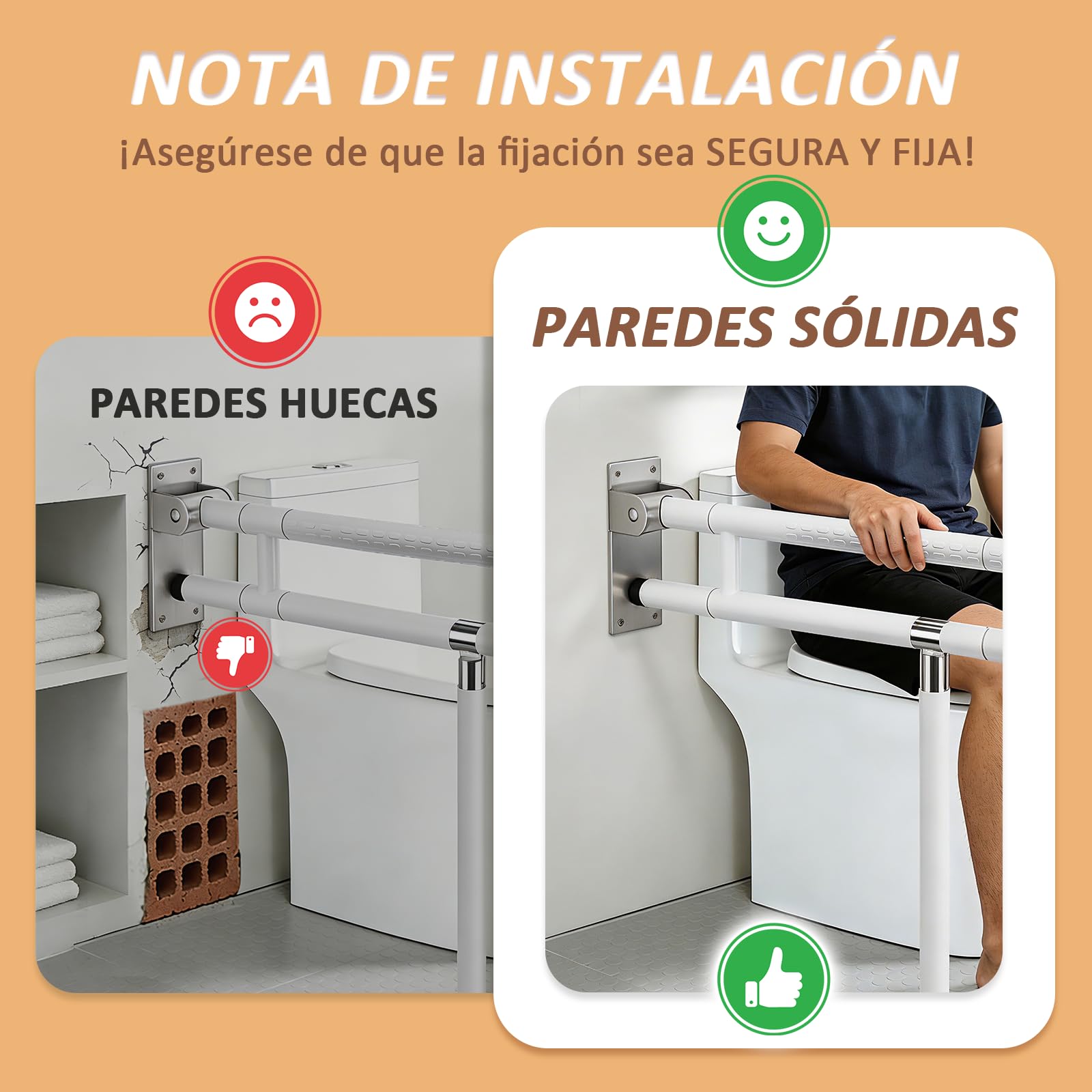 YUCHENGTECH Barra WC Minusvalidos Abatible 75cm Soporta 150 kg,Blanco | Agarraderas Bano para Mayores Acero Inoxidable Asa Seguridad WC para Ancianos Discapacitados Embarazadas