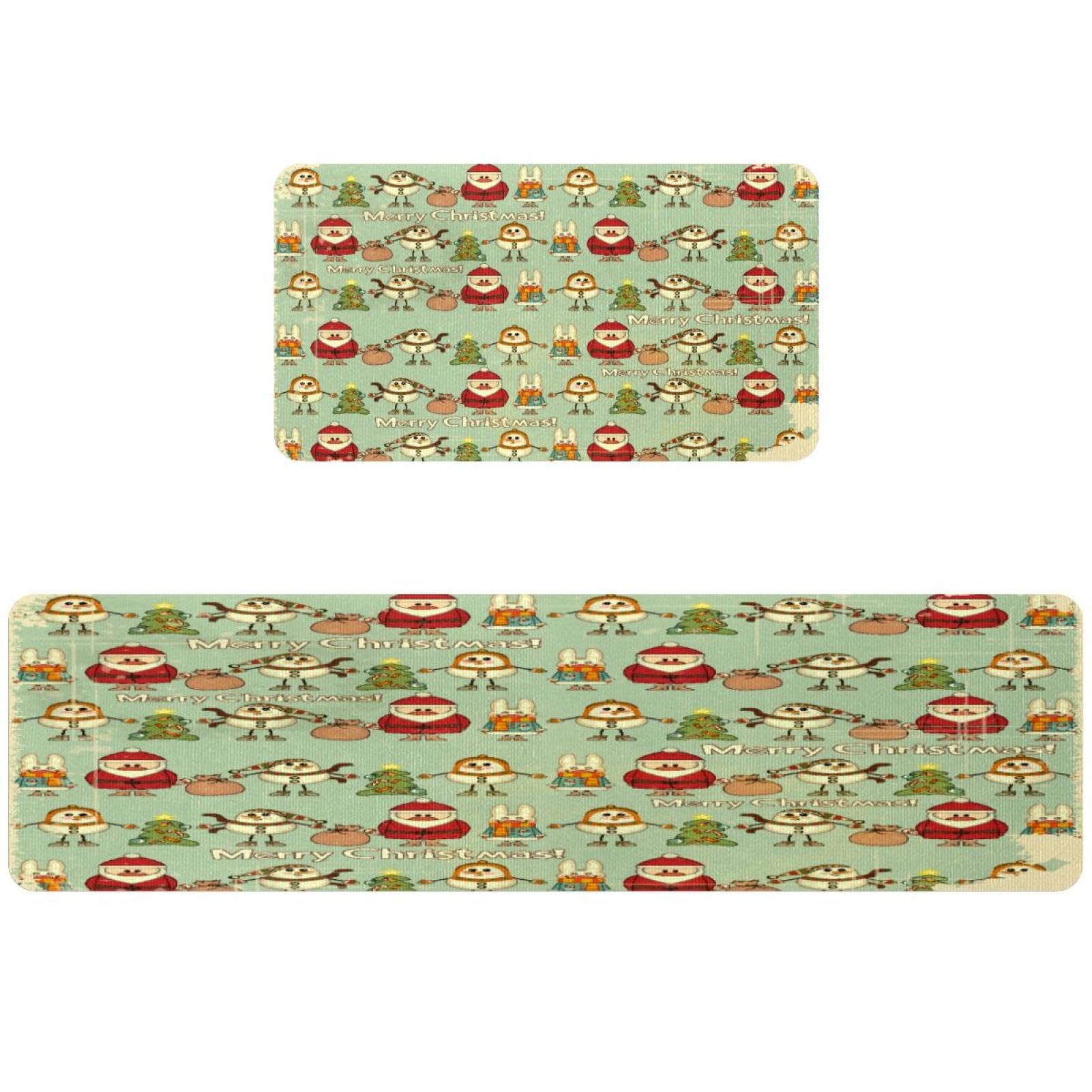 Tapis de cuisine rétro lavable antidérapant absorbant lot de 2 hiver Noël