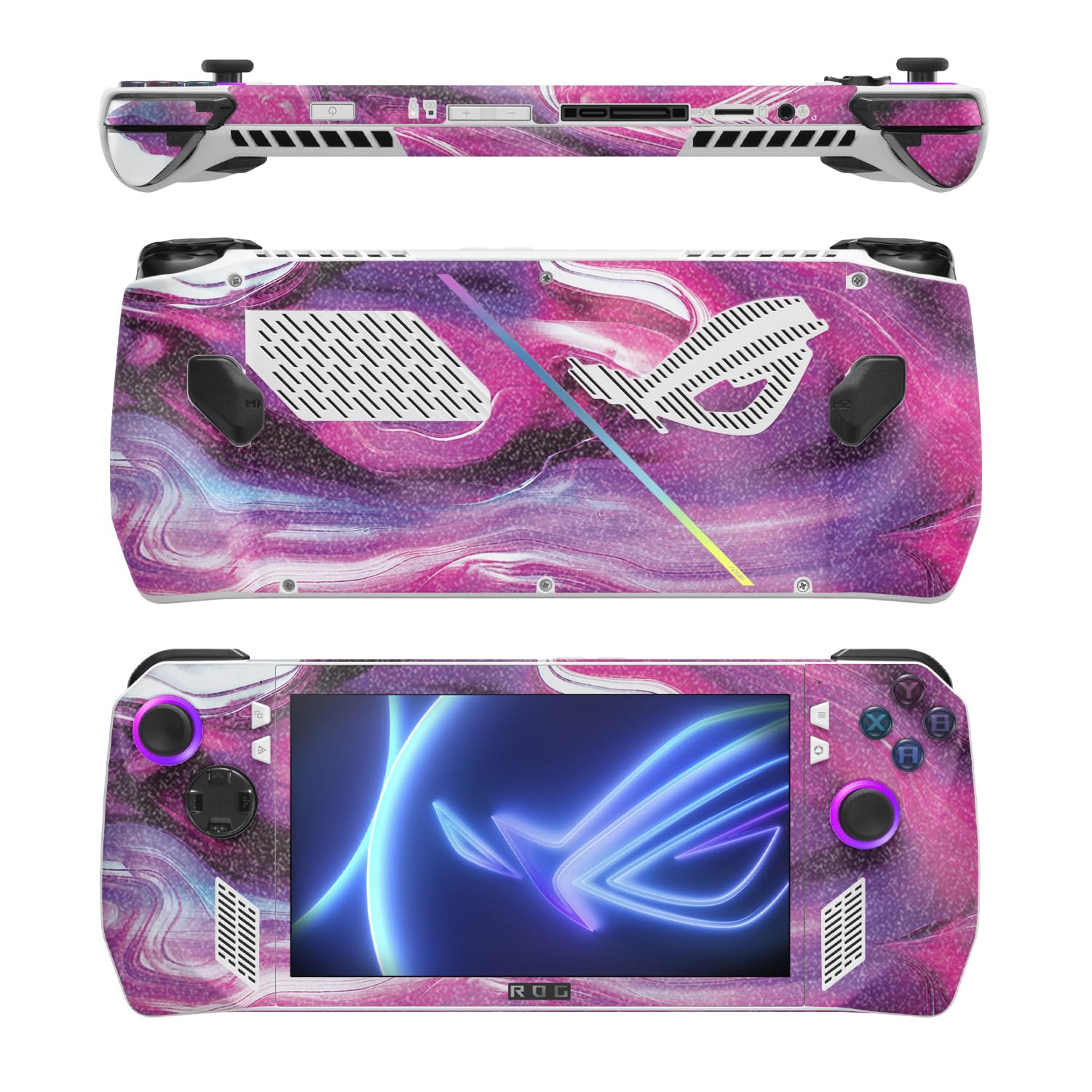 MightySkins Glossy Glitter Skin Compatible with Asus ROG Ally - Pink Melt | Protective, Durable High-Gloss Glitter Finish | Easy to Apply, Remove, and Change Styles