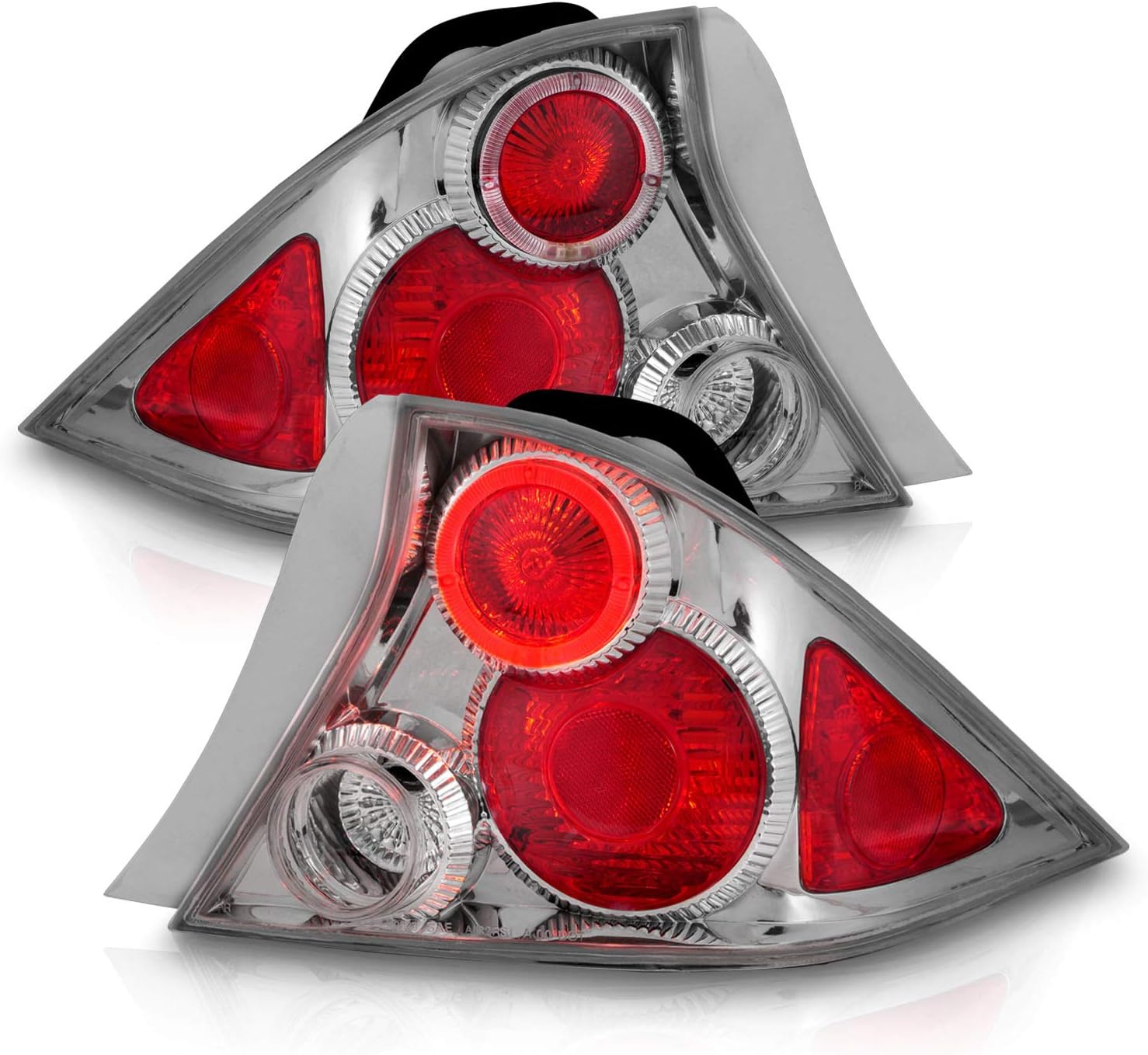 AmeriLite Euro Chrome Replacement Taillights Halo For 2 Door Honda Civic - Passenger and Driver Side