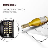 Vista 6 de Wine Enthusiast Enfriador de vino con compresor MAX de doble zona de 32 botellas, mini refrigerador independiente con pantalla táctil digital