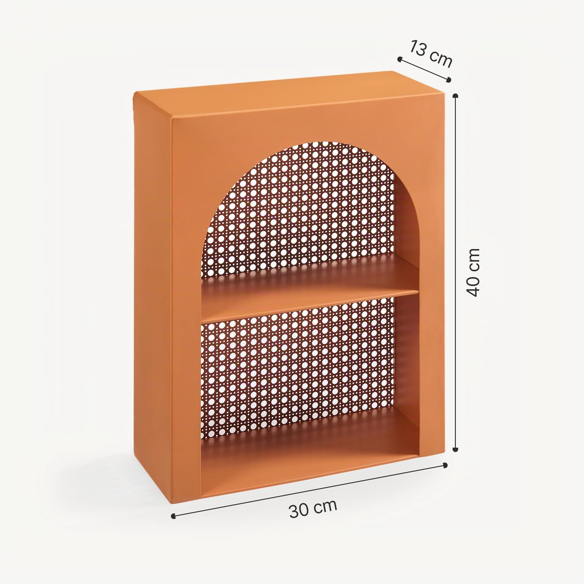 [en.casa] Estantería de Pared Jäller con 2 Compartimentos Abiertos Diseño Arqueado Estante Mural para Salón Dormitorio Entrada Metal 40 x 30 x 13 cm - Naranja
