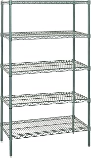 QUANTUM STORAGE SYSTEMS WR74-2442P-5 Starter Kit Wire Shelves Green Epoxy 5 Shelves 74" H x 42" W x 24" D