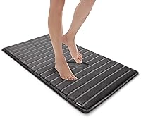 Vista 11 de MICRODRY Tapete de baño de espuma viscoelástica extra grueso, moderno, con infusión de carbón, base antideslizante GripTex, absorbente, de fácil Azul