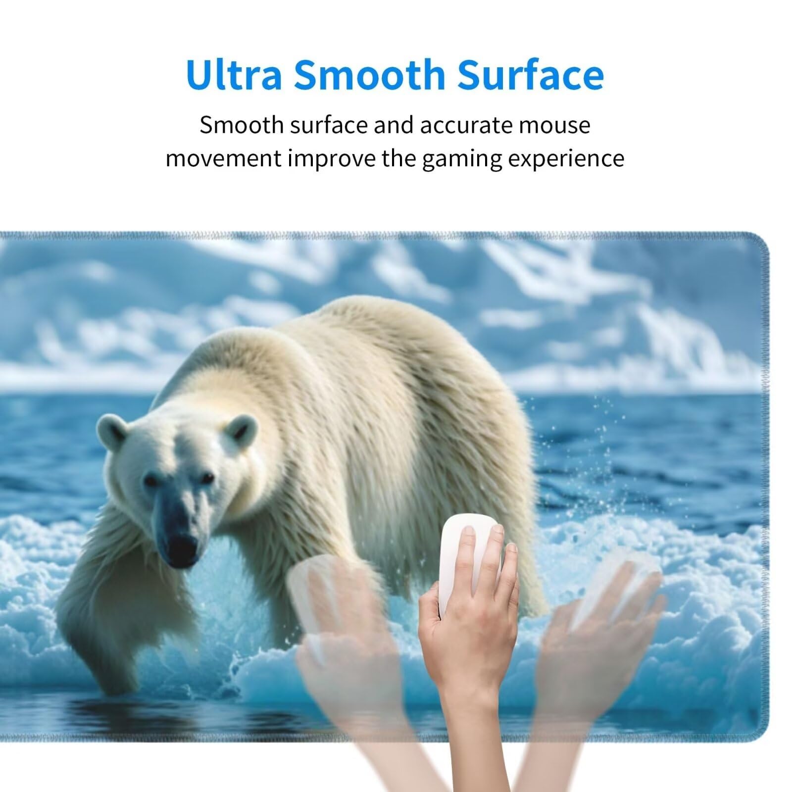 Tappetino Mouse, Tappetino Mouse Gaming Grande XXL 1500x800x3mm Tappetino Scrivania Mouse Pad, Base in Gomma Antiscivolo, Bordi Cuciti,Lavabile, Mousepad per Ufficio e Gaming (Orso polare) R-36