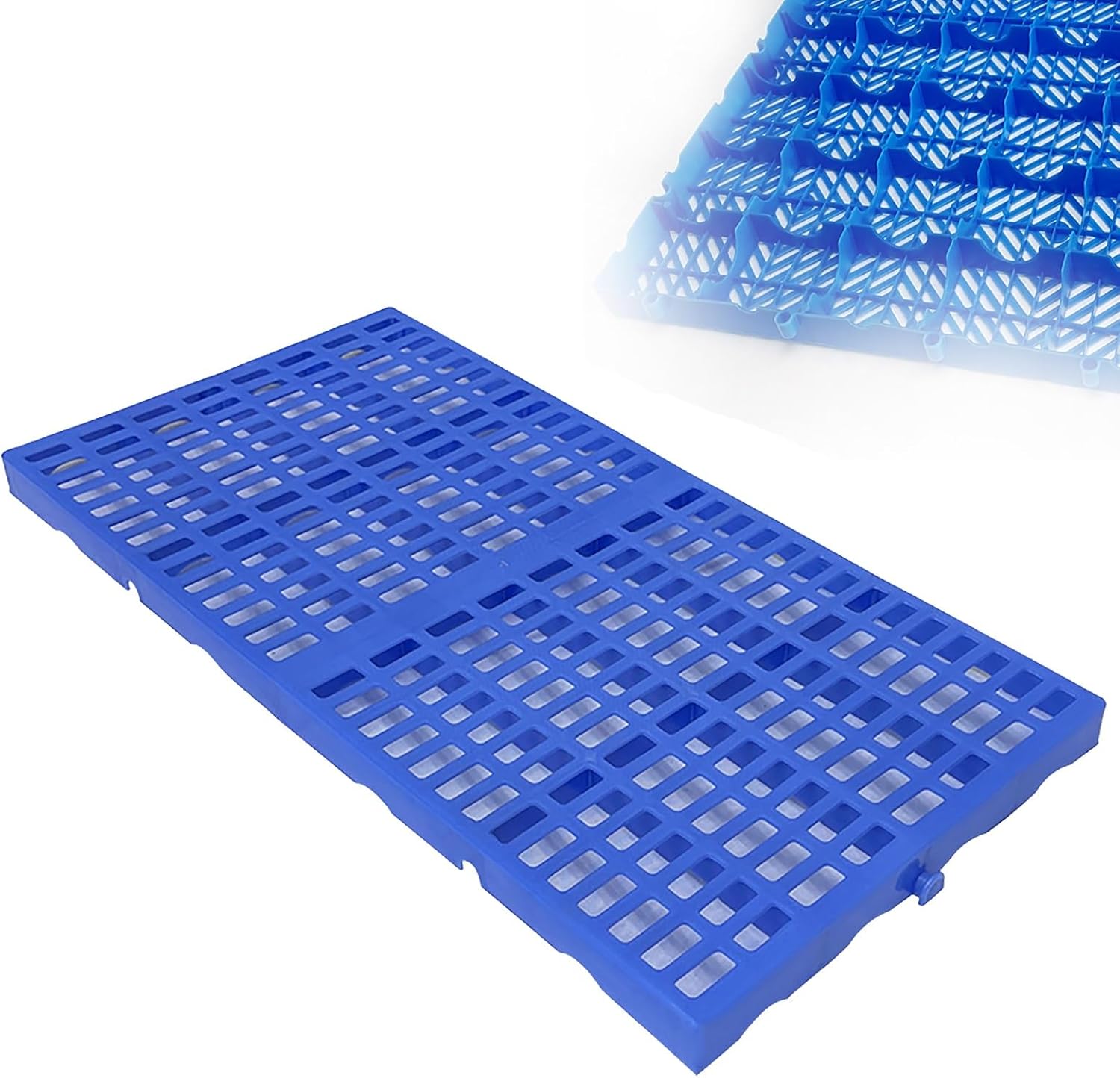 Plastic Pallets with Breathable Grids Waterproof Storage Grid Pad Nestable Grids Article Racks for Basement Garage Warehouse Storage(Blue,90x30x3cm)