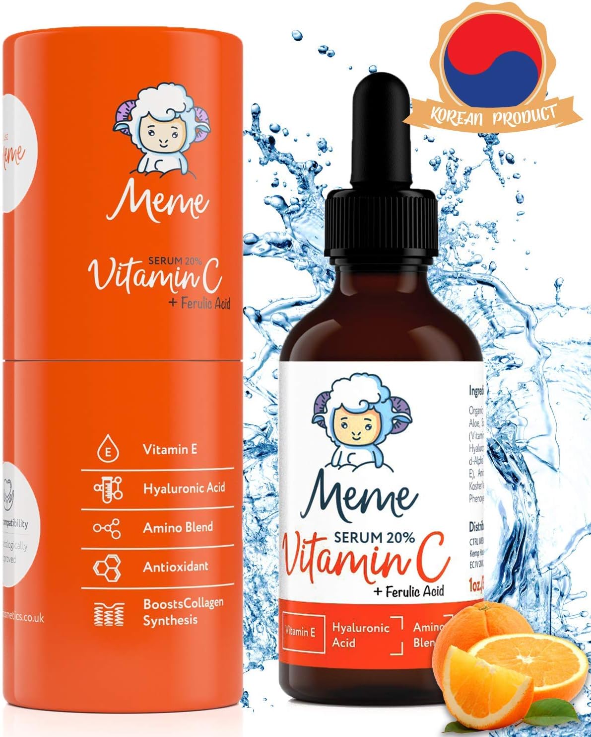MiNiMi Vitamin C Serum for Face | Korean Skin Care with Hyaluronic Acid, Retinol & Vitamin E | Anti Wrinkle Eye Serum | Dark Circles Remover, Derma Roller Suitable