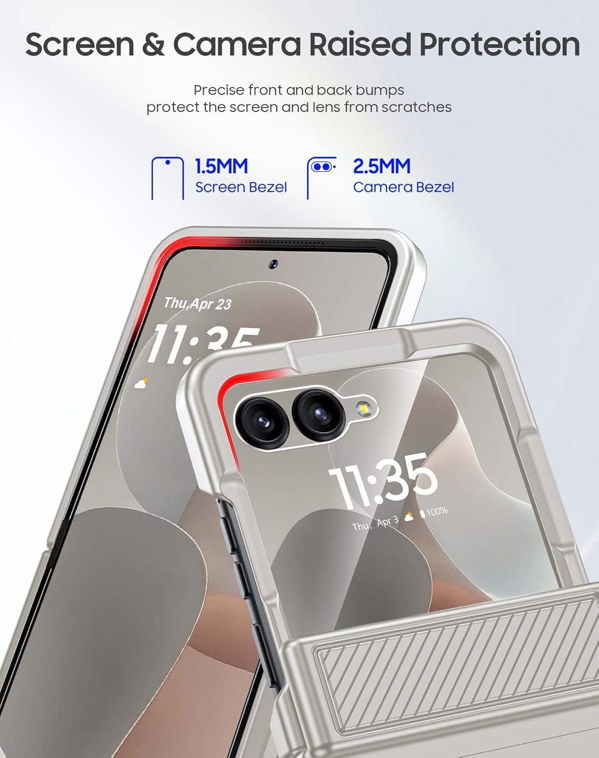 GooseBox for Motorola Razr 2025 Case Wallet RFID Card Holder&Hinge Protection&HD Screen Protector, Full Body Shockproof Cover for Motorola Razr 2025/Razr 2024(Natural Titanium