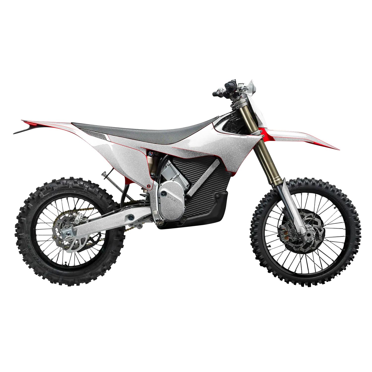 Glossy Glitter Stark Varg MX 2023-2025 Graphics Kit Wrap - Solid White - Varg MX Skin - Premium 3M Vinyl Protective Wrap Decal Cover - Easy to Apply | Crafted in The USA by MightySkins