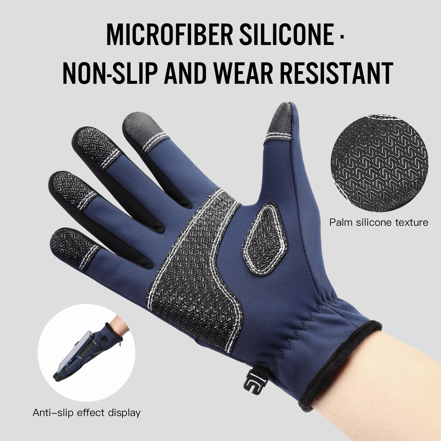 Vilico Unisex Winterhandschuhe, Touchscreen Winddicht Wasserfest rutschfest Warme Handschuhe für Outdoor Radfahren Laufen Wandern