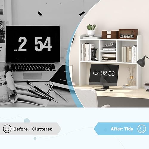 Miniatura 6 de COBANA Estantería de escritorio, gabinete de almacenamiento para encimera con 5 estantes para escritorio de computadora, estante de escritorio para