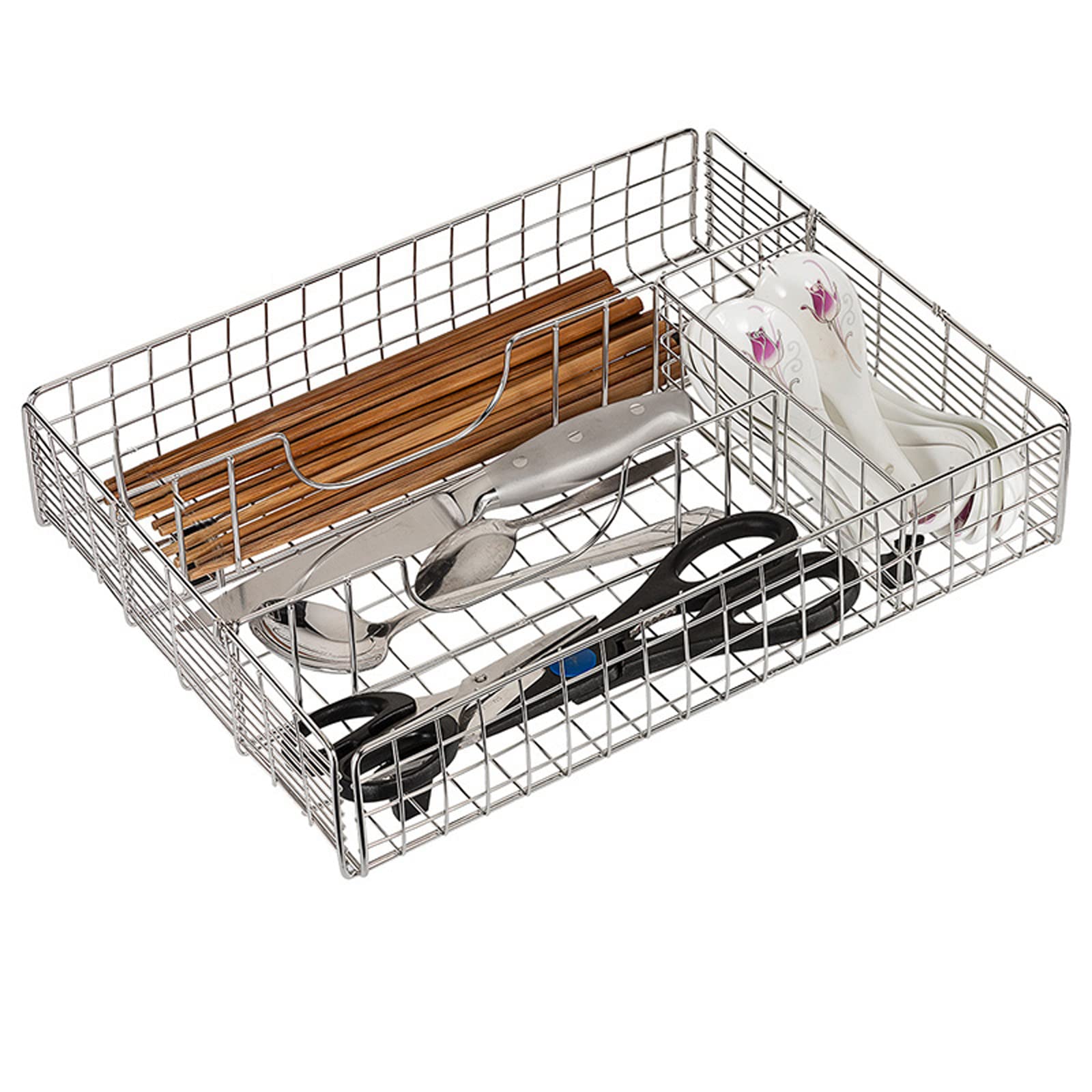 Metalowa szuflada Organizer na uchwyt na przybory Taca na sztućce, przegródki do szuflad Organizer na sztućce, sztućce, noże w kuchni, sypialni, salonie (30x18x9cm)