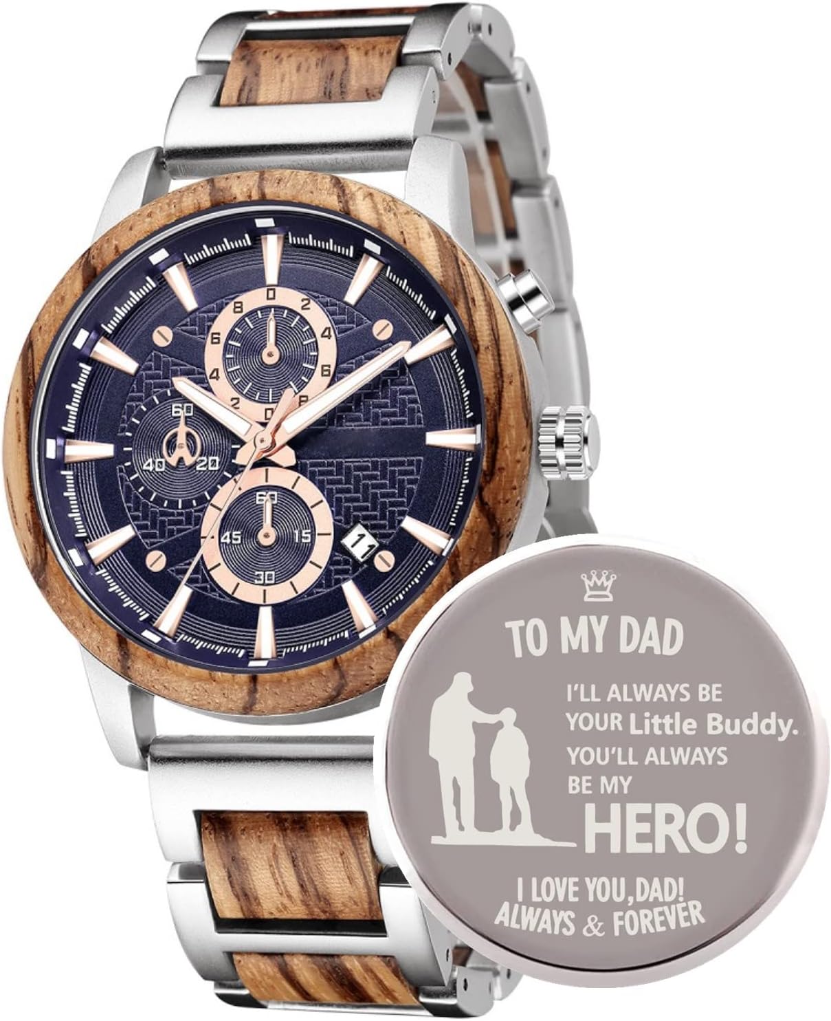 Wooden Watches for Men Women, Stylish Sport Date Chronograph Multifunctional Wood Wristwatches