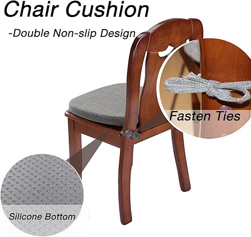 Miniatura 6 de Cojines de asiento para sillas de comedor, almohadilla antideslizante de espuma viscoelástica para silla de cocina con funda lavable a máquina 16.5