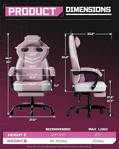 Miniatura 2 de GTPLAYER Sillas de juegos para adultos, asiento ergonómico grande y alto para juegos con reposapiés y soporte lumbar, cómoda silla de oficina