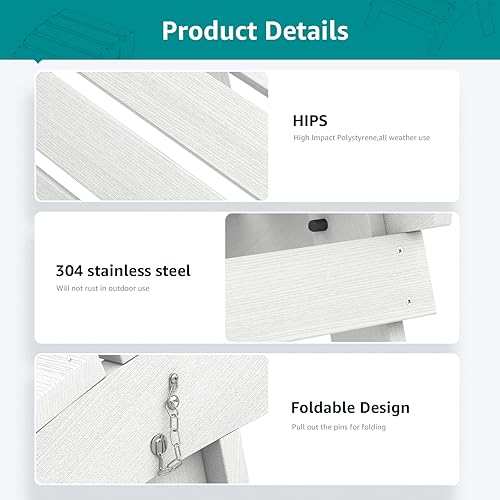 Miniatura 10 de SERWALL Otomana Adirondack plegable, reposapiés de exterior sin montaje, reposapiés de patio resistente a la intemperie para silla Adirondack, color