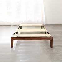 Vista 3 de Mellow Naturalista Classic 12-Inch Solid Wood Platform Bed Wooden Slats, No Box Spring Needed, Easy Assembly Twin, Espresso