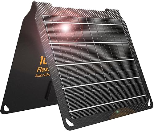 Panel solar portátil de 10 W, 5 V, 2 A (máx.), cargador solar plegable, celdas de silicona monocristalinas impermeables IP67 con puerto USB