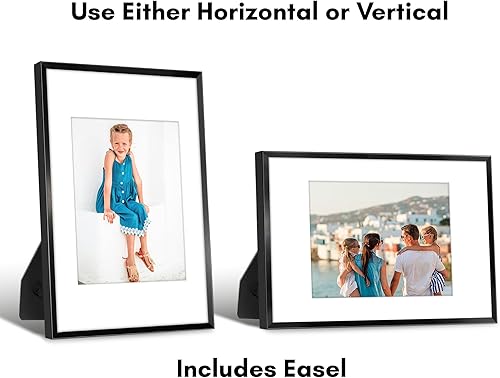 Miniatura 4 de Americanflat Portarretratos de aluminio de 8 x 12 pulgadas, color negro, se puede utilizar como marco de fotos de 6 x 8 pulgadas con paspartú o