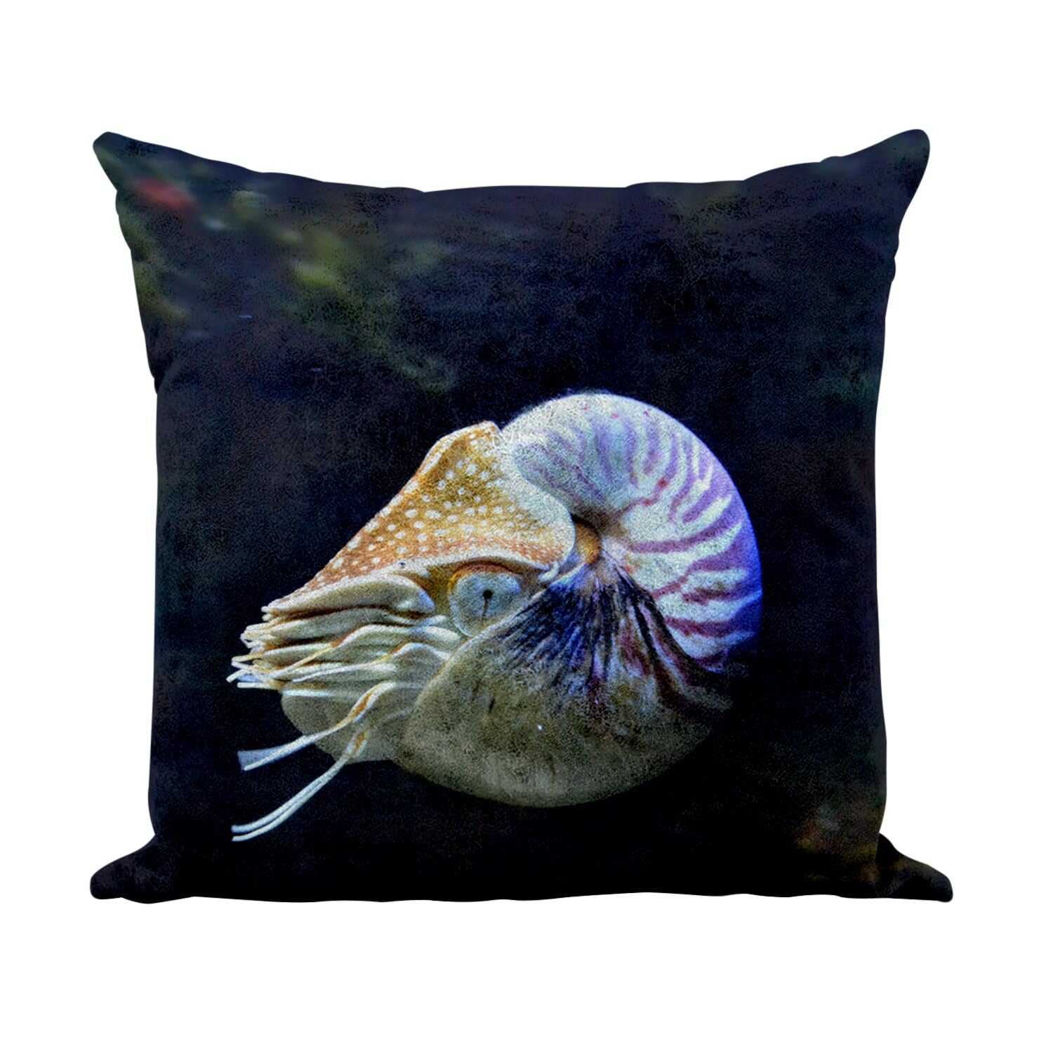 Coussin similicuir blanc lavable motif ammonite pour confort et déco marine