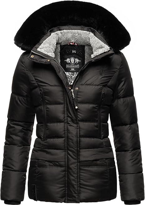 MARIKOO Loveleen - Giacca invernale da donna trapuntata con pelliccia  sintetica rimovibile e cappuccio : Amazon.it: Abbigliamento