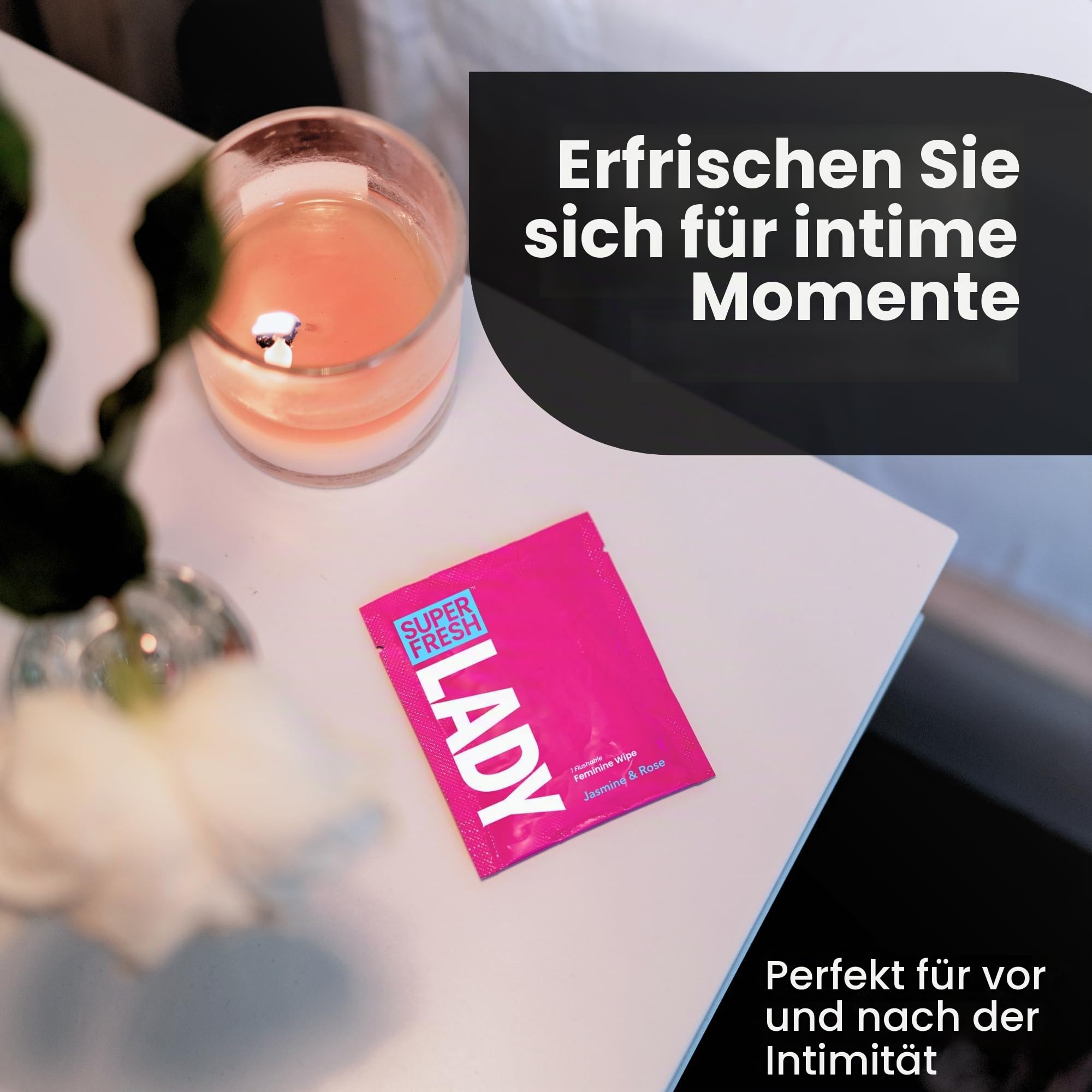 Lady Parts Feminine Tücher – spülbares Feuchttuch für Frauen – pH-optimiert für Privatpersonen, Körper, Hintern und Gesicht – gut für Reisen und Intimbereiche – bleiben frisch und sauber – 20 Tücher