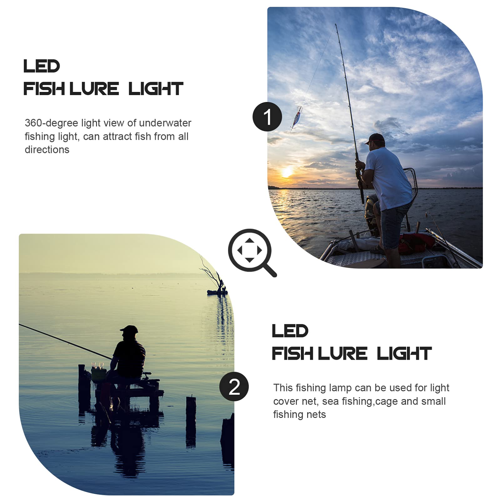 Didiseaon Lampada da Pesca Luci LED Subacquee Barche Serbatoio Acquario Esterno LED Luce Esca da Pesca Luce Oceanica Luce da Pesca Canne Sommergibili Palo Punta Sgombro Luminosa