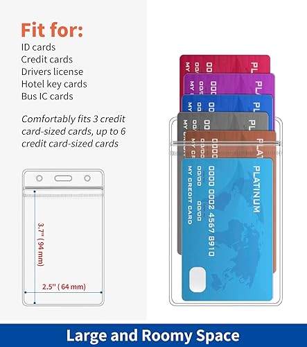 Miniatura 4 de Paquete de 50 soportes verticales para tarjetas de identificación, funda de plástico transparente para tarjetas de trabajo, protector de cubierta