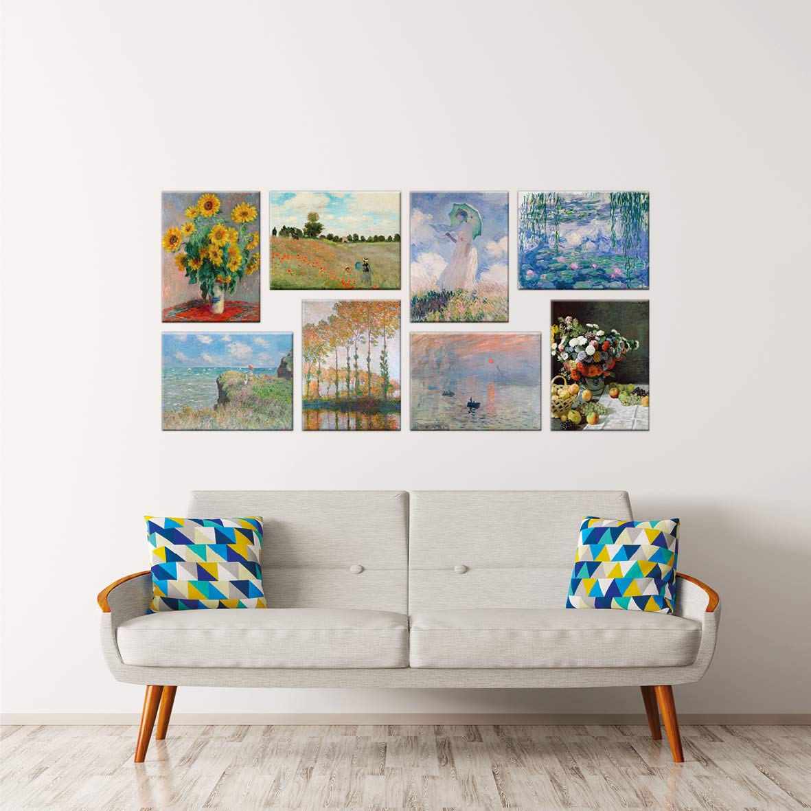 LuxHomeDecor Quadri claude monet 8 pezzi 40x30 cm Stampa su Tela con Telaio in Legno Arredamento Arte Arredo Moderno