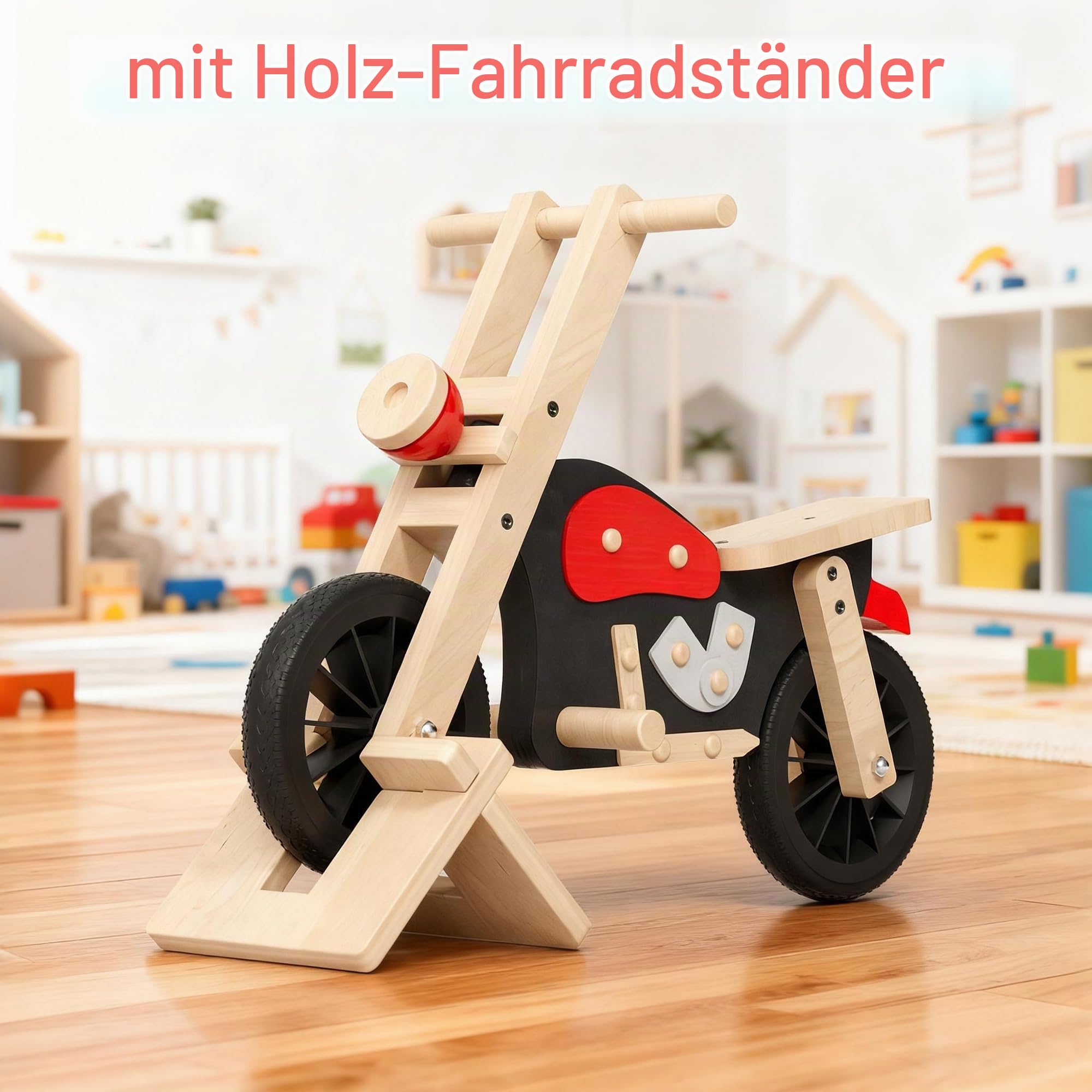 Laufrad Holz 4-in-1 ab 2 Jahre Ultraleichtes Kinder-Laufrad Ergonomischer Sitz rutschfeste Fußstütze Für Jungen und Mädchen